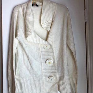 White Sweater with Large White Buttons
